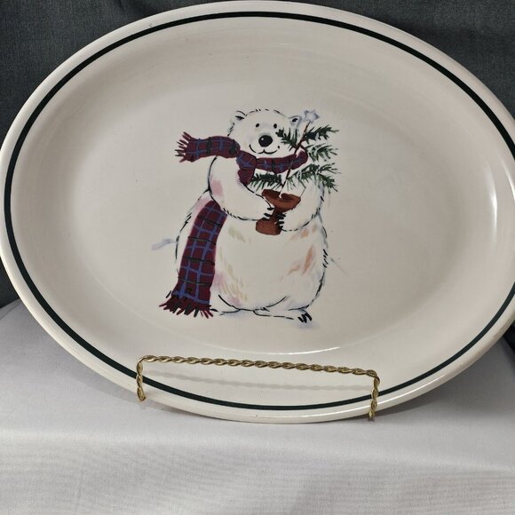 Pfaltzgraff Snow Bear Oval Serving Platter 13" USA holiday Christmas serveware - Picture 3 of 9